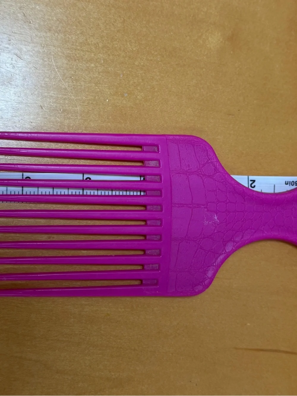 Vintage Goody Hair Pick 6.5” Bright Pink Croc Texture Plastic